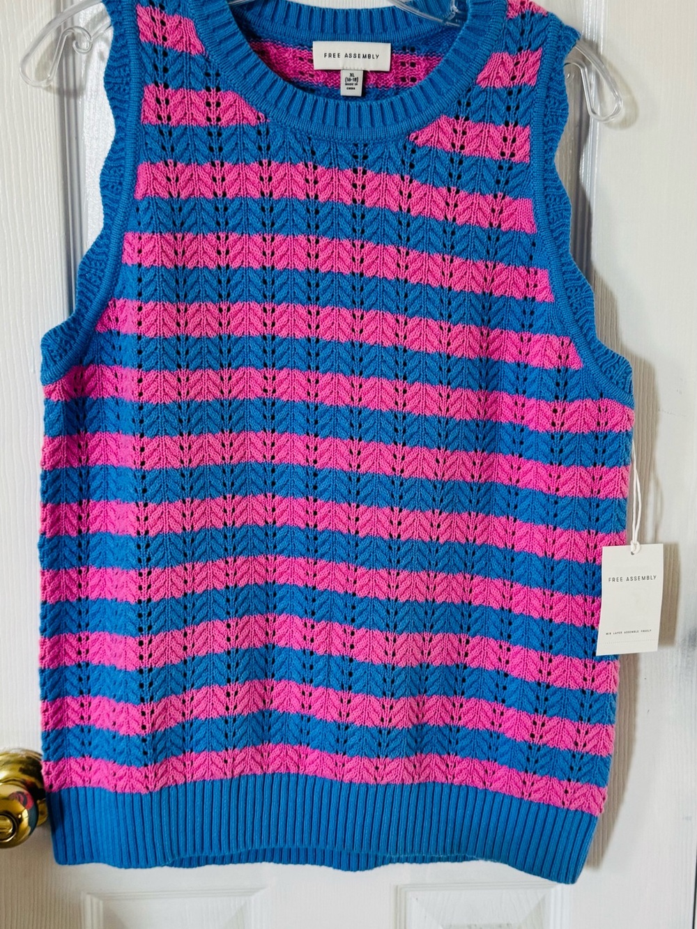 Kids Blue & Pink Striped Knit Tank Dress